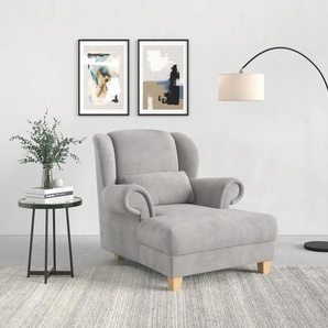 Loveseat HOME AFFAIRE Loveseat Queenie Sessel Gr. Feincord, B/H/T: 125 cm x 111 cm x 146 cm, grau (opal grey) XXL Sessel mit softem, weichem Sitzkomfort, zeitloses Design, inkl. Zierkissen