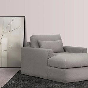 Loveseat LEGER HOME BY LENA GERCKE Sölve Loungesessel, Sessel Sessel Gr. Baumwoll-/Leinenmix, B/H/T: 110cm x 84cm x 154cm, grau (stone) mit optischer Husse, weicher Sitzkomfort