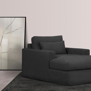 Loveseat LEGER HOME BY LENA GERCKE Sölve Loungesessel, Sessel Sessel Gr. Material, B/H/T: 110cm x 84cm x 154cm, grau (anthrazit) mit optischer Husse, weicher Sitzkomfort