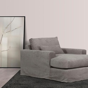 Loveseat LEGER HOME BY LENA GERCKE Sölve Loungesessel, Sessel Sessel Gr. Struktur, B/H/T: 110cm x 84cm x 154cm, grau (taupe) mit optischer Husse, weicher Sitzkomfort