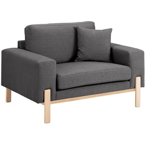 Loveseat OTTO PRODUCTS Hanne Sessel mit Holzrahmen Gr. Baumwoll-/Leinenmi, B/H/T: 128 cm x 86 cm x 88 cm, grau (anthrazit) XXL Sessel Sofas Verschiedene Bezugsqualitäten: Baumwolle, recyceltes Polyester