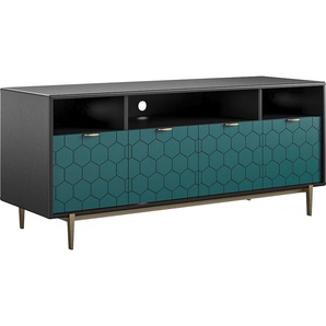 Lowboard COSMOLIVING BY COSMOPOLITAN Olivia Sideboards Gr. B/H/T: 151,5 cm x 65 cm x 51 cm, blau (blau, schwarz) Lowboards für TVs bis 6545 kg, Kabeldurchführung, Breite 151,5 cm, Höhe 65 cm