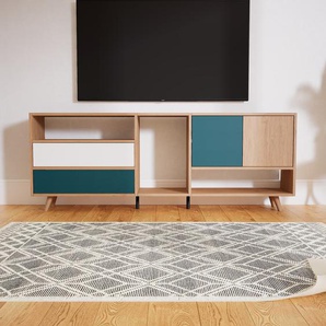 Sideboard Eiche - Sideboard: Schubladen in Blaugrün & Türen in Blaugrün - Hochwertige Materialien - 190 x 72 x 34 cm, konfigurierbar