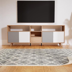 Sideboard Eiche - Sideboard: Schubladen in Eiche & Türen in Grau - Hochwertige Materialien - 190 x 72 x 34 cm, konfigurierbar