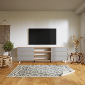 Sideboard Grau - Designer-Sideboard: Schubladen in Grau - Hochwertige Materialien - 226 x 72 x 34 cm, Individuell konfigurierbar