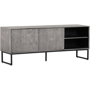 Lowboard GUTMANN FACTORY, grau (gr, gr, sw), B:160cm H:63cm T:42cm, Massivholz, Sideboards, Kommode, Breite 160 cm