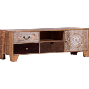 Lowboard GUTMANN FACTORY Puno, bunt (natur, bunt), B:150cm H:50cm T:49cm, Massivholz, Sideboards, Kommode aus massives Altholz Mango, Breite 150 cm