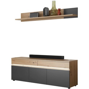 Lowboard HBZ Lille TV bis zu 65 Zoll geeignet, inkl. LED BxHxT 160x137x38 cm Sideboards Gr. B/H/T: 160cm x 137cm x 38cm, 2 St., schwarz (artisan eiche/anthrazit) mit LED-Beleuchtung, TV Möbel bis 65 Zoll geeignet in Eiche Artisan NB