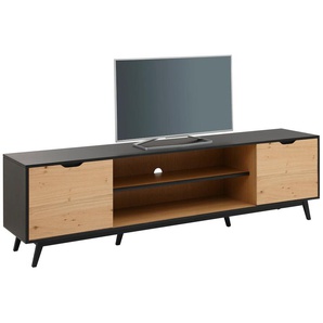 Lowboard HOME AFFAIRE Flow, schwarz (naturfarben, schwarz), B:219,2cm H:60cm T:44cm, FSC-zertifizierter Holzwerkstoff, Sideboards, Kommode mit zwei Fächern und zwei Türen und einer schönen Holzoptik