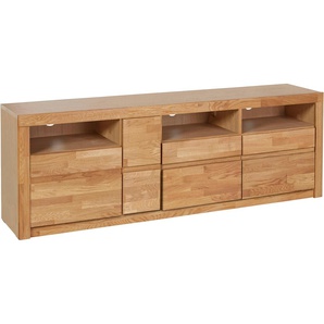 Lowboard HOME AFFAIRE Silkeborg Sideboards Gr. B/H/T: 160cm x 55cm x 35cm, Holzwerkstoff eichefarben (Korpus) / Massivholz Eiche (Front), braun (eiche teilmassiv) Breite 160 cm