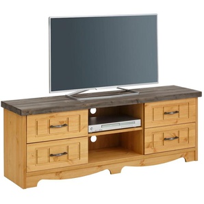 Lowboard HOME AFFAIRE Trinidad Antique, beige (natur, grau), B:148cm H:53cm T:37cm, Massivholz, Sideboards, Kommode, Breite 148 cm