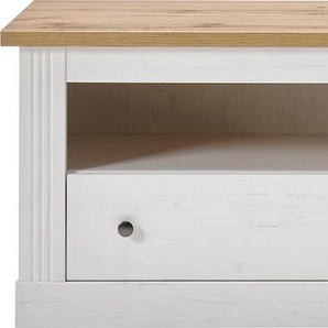 Lowboard HOME AFFAIRE Westminster Sideboards Gr. B/H/T: 153cm x 52cm x 41cm, 2 St., weiß (pinie weiss dekor, applikation wotan eiche dekor) Fernsehtisch in romantischem Landhausstil