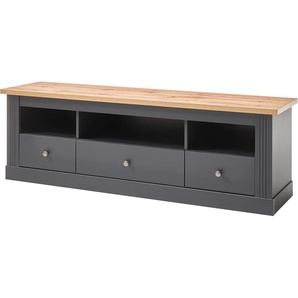 Lowboard HOME AFFAIRE Westminster Sideboards Gr. B/H/T: 160cm x 52cm x 40cm, grau (grau dunkel, applikation wotan eiche dekor) im angesagten Landhaus-Look