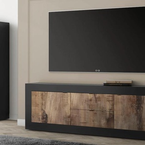 Lowboard INOSIGN Basic Breite 210 cm, TV-Board 2 Türen, Schubkästen, TV-Schrank Sideboards Gr. B/H/T: 210cm x 66cm x 43cm, 2 St., schwarz (schwarz matt/pero) Sideboards Metallgriff, moderne Rahmenoptik, viel Stauraum, Farbauswahl