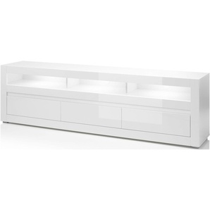 Lowboard INOSIGN Carat, weiß (weiß, weiß hochglanz), Sideboards, Breite 217 cm, Zierleiste 1x betonfarben und 1x weiß