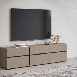 Lowboard INOSIGN Cross, moderne grifflose TV-Kommode,3 Klappen/3 Schubkästen, braun (congo, congo), B:180cm H:48,2cm T:40cm, FSC-zertifizierter Holzwerkstoff, Melamin, Sideboards, Breite 180 cm, TV-Schrank mit viel Stauraum, TV-Board