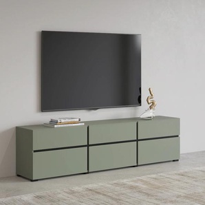 Lowboard INOSIGN Cross, moderne grifflose TV-Kommode,3 Klappen/3 Schubkästen, grün (salbei, salbei), B:180cm H:48,2cm T:40cm, FSC-zertifizierter Holzwerkstoff, Melamin, Sideboards, Breite 180 cm, TV-Schrank mit viel Stauraum, TV-Board, Topseller