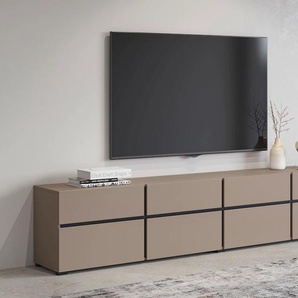 Lowboard INOSIGN Cross, moderne grifflose TV-Kommode,4 Klappen/4 Schubkästen, braun (congo, congo), B:225cm H:48,2cm T:40cm, FSC-zertifizierter Holzwerkstoff, Melamin, Sideboards, Breite 225 cm, TV-Schrank mit viel Stauraum, TV-Board, Topseller