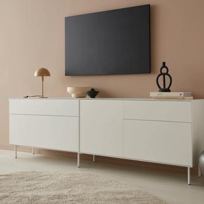 Lowboard LEGER HOME BY LENA GERCKE Essentials Sideboards Gr. B/H/T: 239 cm x 72 cm x 42 cm, 4, weiß (warmweiß) Lowboards Breite: 239cm, MDF lackiert, Push-to-open-Funktion