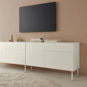 Lowboard LEGER HOME BY LENA GERCKE Essentials Sideboards Gr. B/H/T: 254 cm x 72 cm x 42 cm, 4, grau (warmgrau) Lowboards Breite: 254cm, MDF lackiert, Push-to-open-Funktion