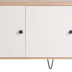 Lowboard LOOKS BY WOLFGANG JOOP Looks Organic Sideboards Gr. B/H/T: 179,2cm x 76,2cm x 39,0cm, beige (eiche landhausfb./cremebeige) Mit hochwertigen Metallbeschlägen und Softclose-Scharnieren