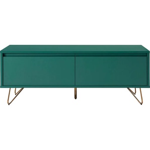 Lowboard SALESFEVER, grün (grün, gold), B:120cm H:45cm T:40cm, MDF, Metall, Sideboards, Kommode, Haarnadelbeine aus Metall mit Messinglegierung