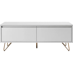 Lowboard SALESFEVER, weiß (weiß, gold), B:120cm H:45cm T:40cm, MDF, Metall, Sideboards, Kommode mit Klappendämpfe, Hairpin Beinen