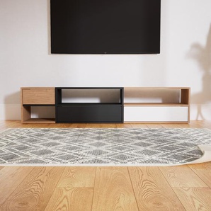 Lowboard Schwarz - Designer-TV-Board: Schubladen in Eiche - Hochwertige Materialien - 190 x 40 x 34 cm, Komplett anpassbar