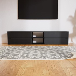 Lowboard Schwarz - Designer-TV-Board: Schubladen in Schwarz - Hochwertige Materialien - 190 x 40 x 34 cm, Komplett anpassbar