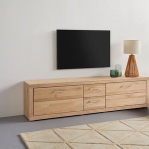 Lowboard VOGL MÖBELFABRIK 1237 Sideboards Gr. B/H/T: 211cm x 42cm x 42cm, 4 St., braun (eiche) Massivholzfront, Breite ca. 211 cm, mit Softclose Funktion