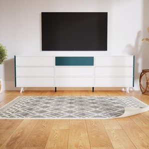 Kommode Weiß - Design-Lowboard: Schubladen in Weiß - Hochwertige Materialien - 226 x 72 x 34 cm, Selbst zusammenstellen