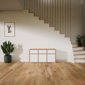 Lowboard Weiß - TV-Board: Schubladen in Weiß & Türen in Weiß - Hochwertige Materialien - 118 x 62 x 34 cm, Komplett anpassbar