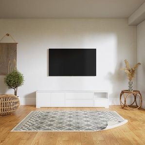 Lowboard Weiß - TV-Board: Schubladen in Weiß & Türen in Weiß - Hochwertige Materialien - 190 x 42 x 34 cm, Komplett anpassbar