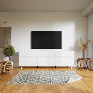 Lowboard Weiß - TV-Board: Schubladen in Weiß & Türen in Weiß - Hochwertige Materialien - 226 x 72 x 34 cm, Komplett anpassbar