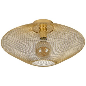 Lucide Deckenleuchte Mesh, Messing, Metall, oval,oval, 24 cm, RoHS, Reach, Lampen & Leuchten, Innenbeleuchtung, Deckenleuchten