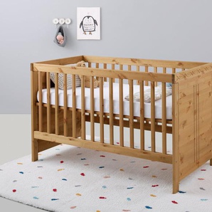 Lüttenhütt Babybett Indra, Schlupfsprossen, 4-fach verstellbare Liegehöhe, FSC® zertifiziertes Massivholz, Landhausstil mit tollen Details