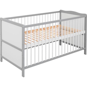 Lüttenhütt Babybett Joris, 3-fach höhenverstellbar, hochwertiges Kiefernholz, mehrere Farben, 70x140cm, umbaubar zum Juniorbett, mit Schlupfsprossen