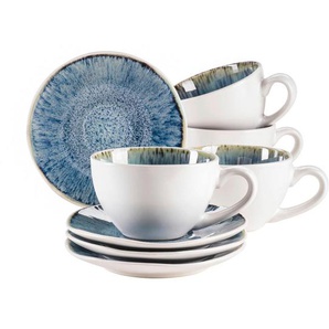 Mäser Kaffeeservice Frozen, Blau, Keramik, 8-teilig, 13.5x6.5x10 cm, Essen & Trinken, Geschirr, Geschirr-Sets, Kaffeeservice