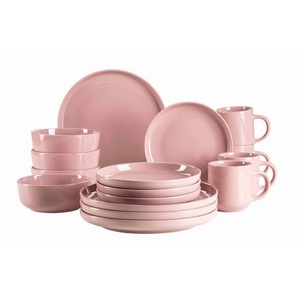 Mäser Kombiservice Alenia, Rosa, Keramik, 16-teilig, 350 ml,700 ml, Essen & Trinken, Geschirr, Geschirr-Sets, Kombiservice