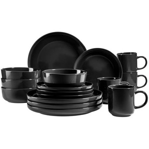 Mäser Kombiservice Alenia, Schwarz, Keramik, 16-teilig, 350 ml,700 ml, 32x31.5x30 cm, Essen & Trinken, Geschirr, Geschirr-Sets, Kombiservice