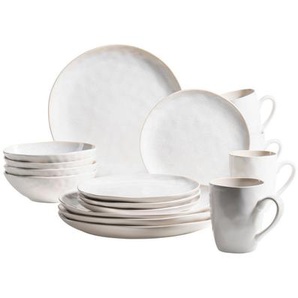 Mäser Kombiservice Frozen, Weiß, Keramik, 16-teilig, 340 ml,550 ml, 34.7x32x35 cm, handbemalt, Essen & Trinken, Geschirr, Geschirr-Sets, Kombiservice