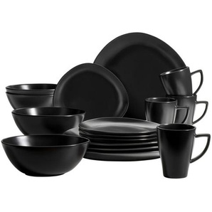 Mäser Kombiservice Glendale, Schwarz, Keramik, 16-teilig, 325 ml,900 ml, 44x34x33.6 cm, Essen & Trinken, Geschirr, Geschirr-Sets, Kombiservice