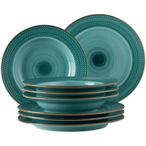 Mäser Tafelservice Prospero, Blau, Keramik, 8-teilig, 30.5x30.5x22 cm, Essen & Trinken, Geschirr, Geschirr-Sets, Tafelservice