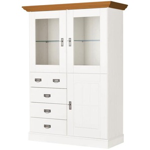 maison bleue Highboard  Florian ¦ weiß ¦ Maße (cm): B: 118,5 H: 163,5 T: 48