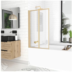 Marwell Badewannenaufsatz Double Gold, Einscheibensicherheitsglas, für Badewanne, 2 schwenkbare Faltwände