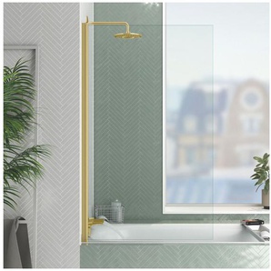 Marwell Badewannenfaltwand Golden Touch, Einscheibensicherheitsglas, für Badewanne, hochwertige Aluminiumrahmen in gebürsteter Goldoptik