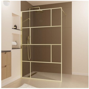 Marwell Walk-in-Dusche Bricks Gold, Einscheibensicherheitsglas, mit goldenen Siebdruck