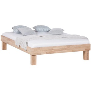 Massivholzbett AresWOOD 160 x 200cm Massivholz Eiche, geölt Beige Ohne Kopfteil Eiche