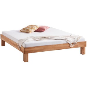 Massivholzbett AresWOOD 200 x 200cm Massivholz Buche, geölt Braun/Beige Ohne Kopfteil Kernbuche