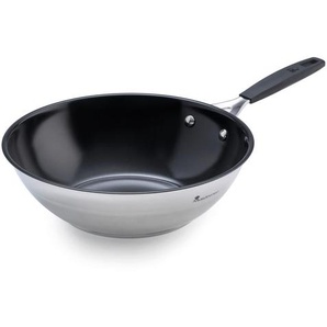 Masterpro Wok, Schwarz, Silber, Metall, Kunststoff, 3.93 L, rund, Lfgb, PFOA-frei, PTFE-frei, Kochen, Pfannen, Woks